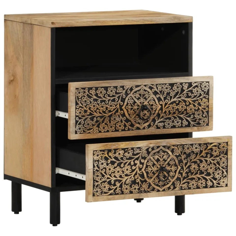 vidaXL Nachtkastje 50x33x60 cm massief mangohout bruin, foto 4
