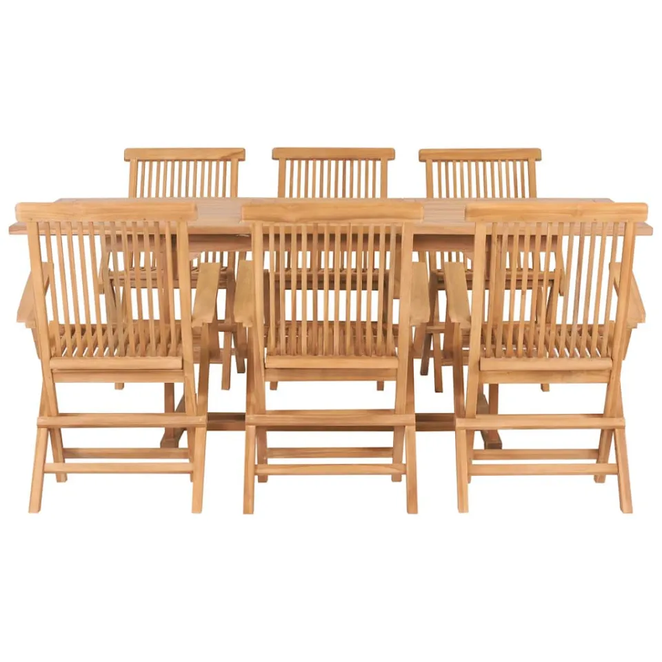 vidaXL 7-delige Tuinset 150-200x100x75 cm massief teakhout Bruin