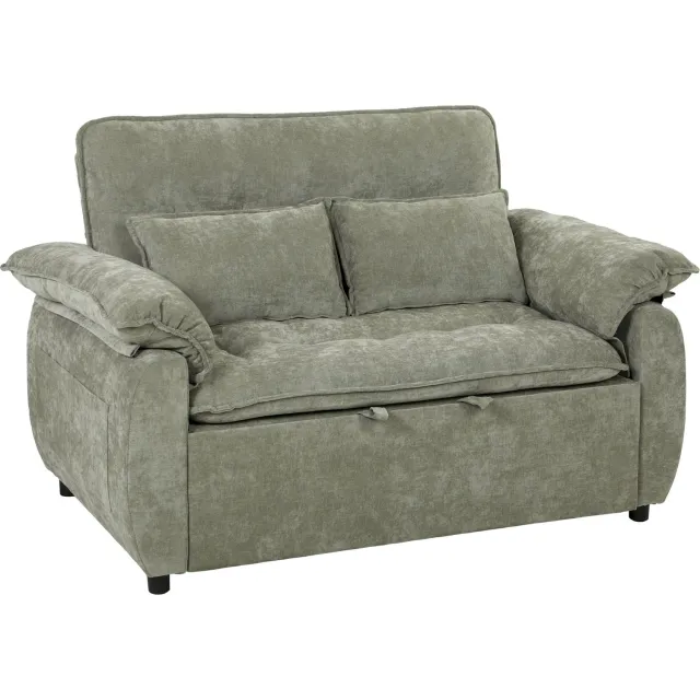 TEKROA 2-zits slaapbank - 3-in-1 fluwelen slaapbank (137 cm) - verstelbare rugleuning - brede zitting - 2 kussens - groen