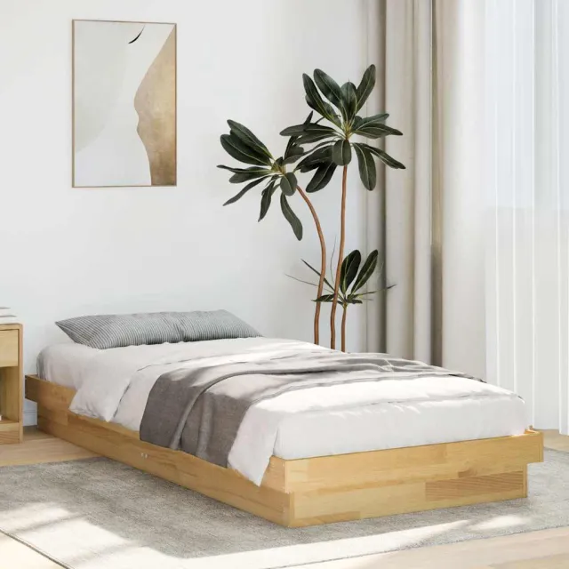 vidaXL Bedframe zonder matras 75x190 cm massief hout eiken