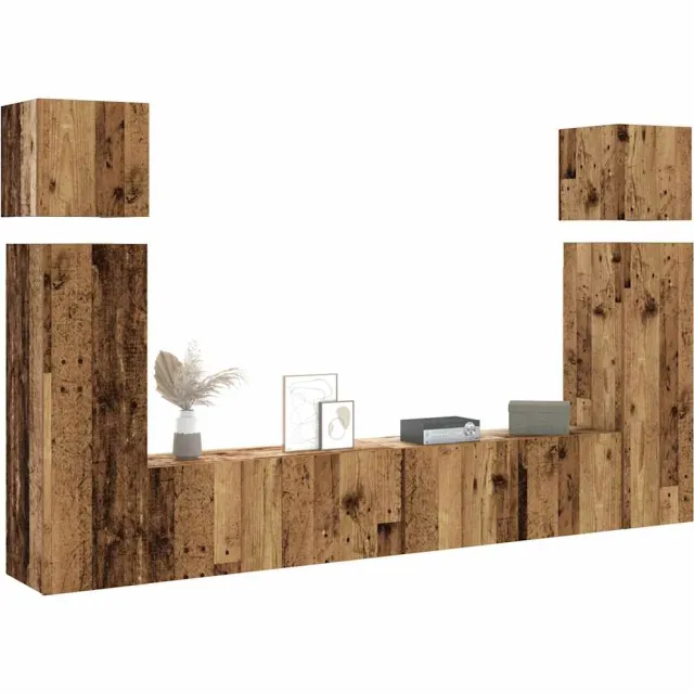 vidaXL 8-delig Tv-meubelset wandmontage bewerkt hout oud houtkleurig Bruin