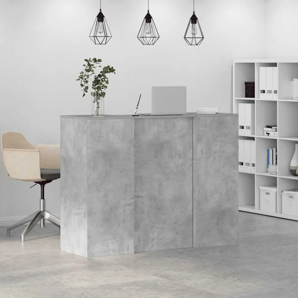 vidaXL Receptiebalie 135x50x103,5 cm bewerkt hout betongrijs grijs, foto 4