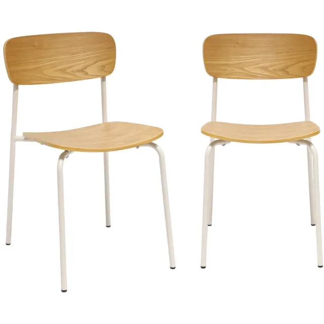 sweeek 2 vintage stoelen multiplex met houtfineer en metalen poten l 43,5 x b 51 x h 77cm - toby beige