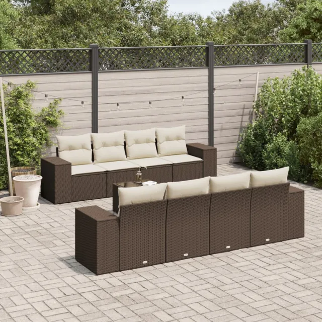 vidaXL 9-delige Loungeset met kussens poly rattan bruin, foto 2