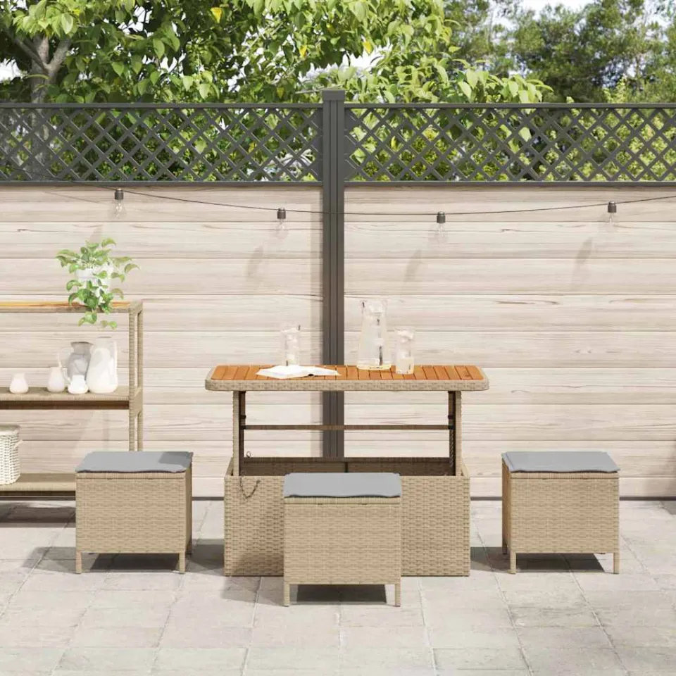 vidaXL Tuin eettafelset 4 st Beige poly rattan, foto 3