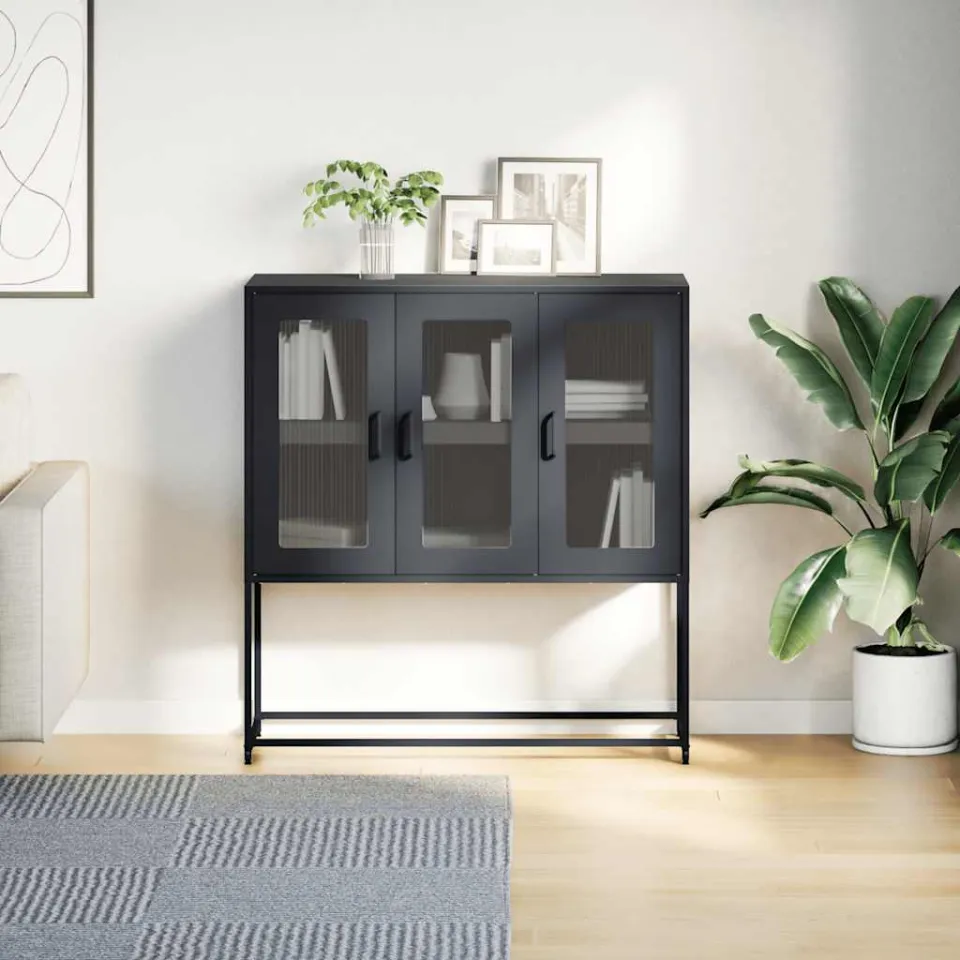 vidaXL Dressoir 100,5x39x107 cm koudgewalst staal zwart, foto 2