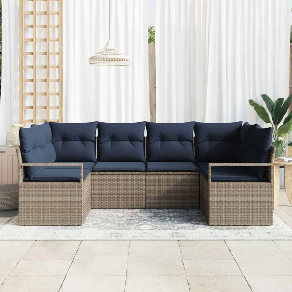 vidaXL Bankstel 6 st Grijs [Synthetisch]: Poly Rattan, foto 3