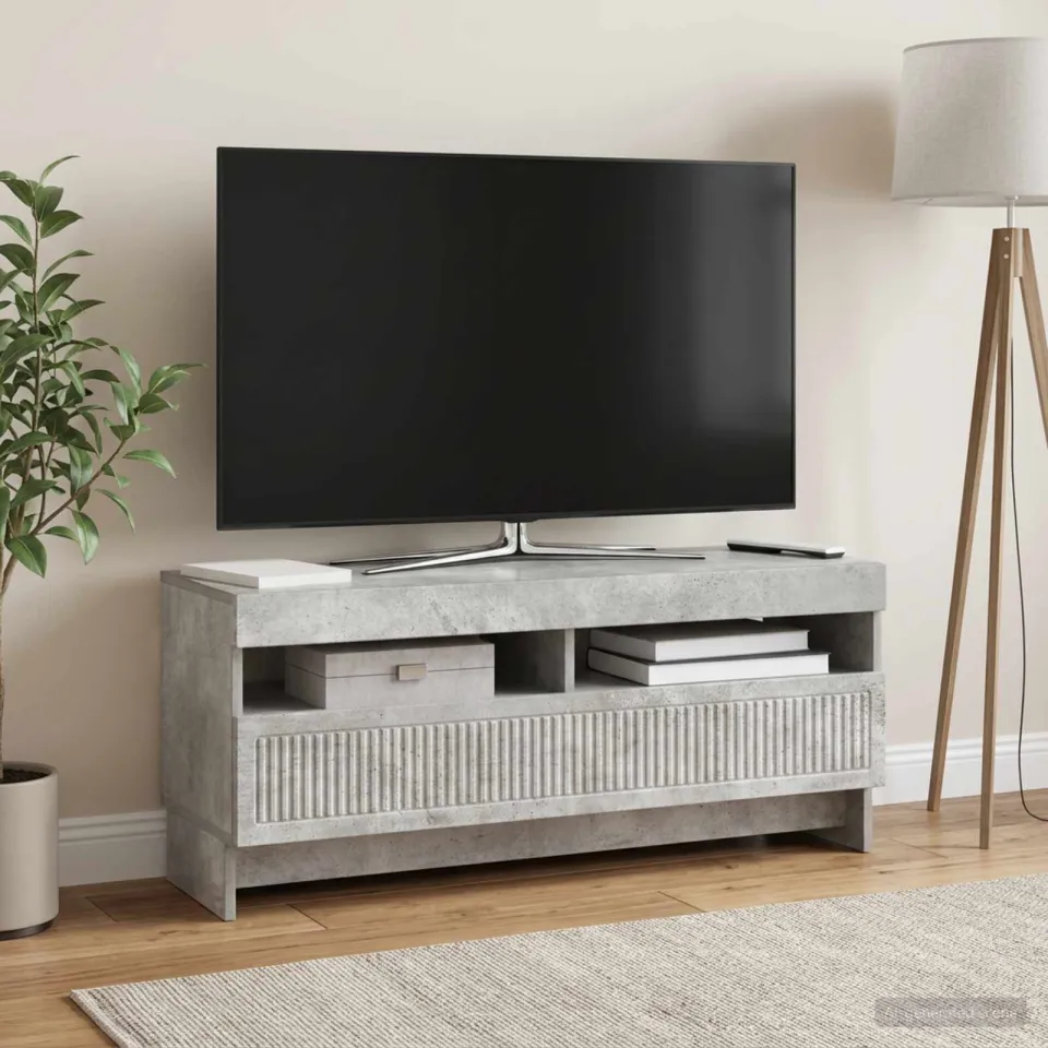 vidaXL LED tv-meubel EDE 100 x 35 x 43 cm Betongrijs Bewerkt hout grijs, foto 4