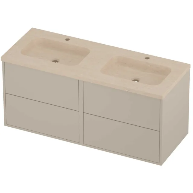 Proline Rollo Badmeubelset Hardsteen Elegant Dubbel 2 Gaten 120x46x54 cm Sand Stone Soft Linen Beige