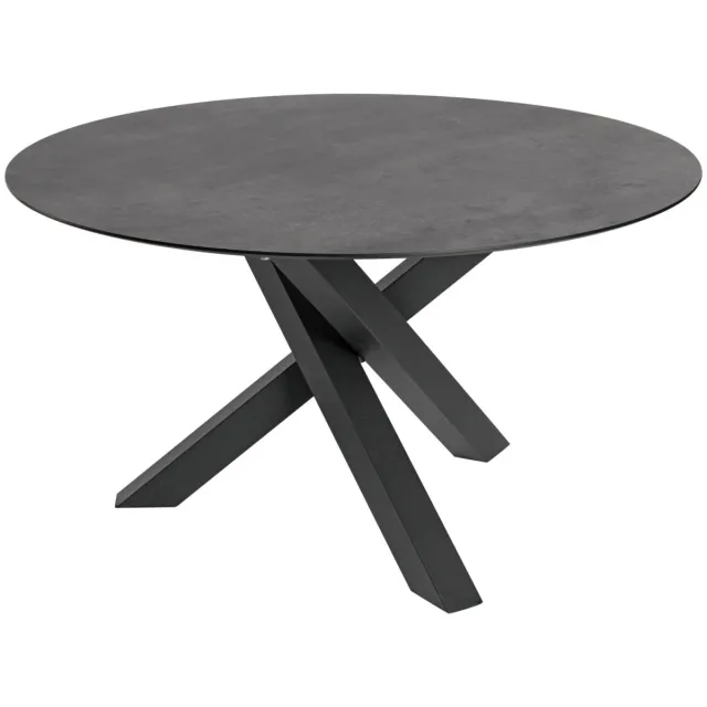 Vega Terrastafel Gwin rond; 130x72 cm (ØxH); Tafelblad beton, frame zwart; rond