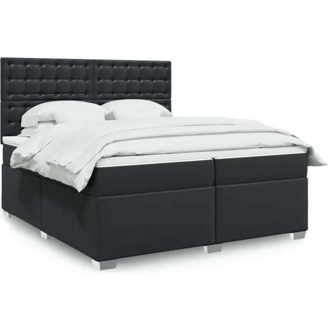 vidaXL Boxspring met matras kunstleer zwart 200x200 cm