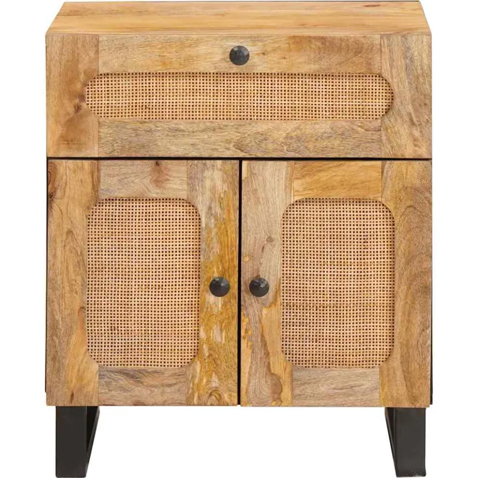 vidaXL Nachtkastje met lade Naturel 50 x 33 x 60 cm Massief Mango Hout, foto 3