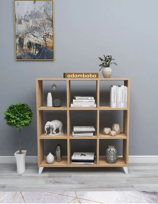 adambaba Kubus Boekenkast - 9 Vakken - Planken - Pijnboom