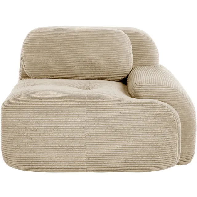 Zubaliya Modulaire corduroy hoekbank met kussens - modulair samen te stellen - 2-4 personen - beige - geen montage nodig - gebogen armleuningen - antislip onderkant