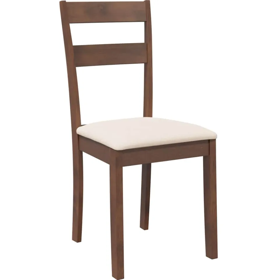 vidaXL Eetkamerstoelen met kussens 2 st massief hout rubber bruin, foto 4