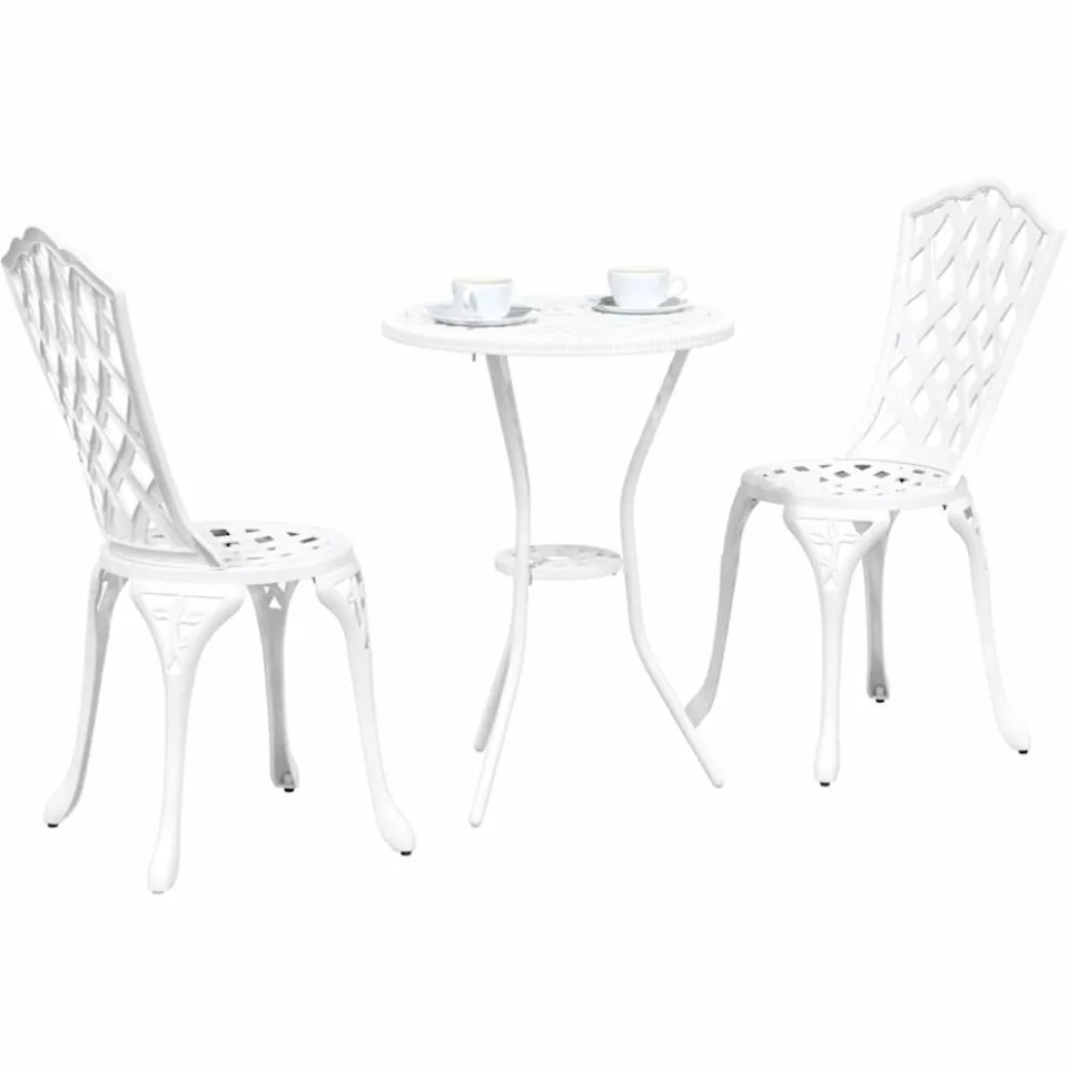 vidaXL Tuin Bistro Set 3 st Wit Aluminium