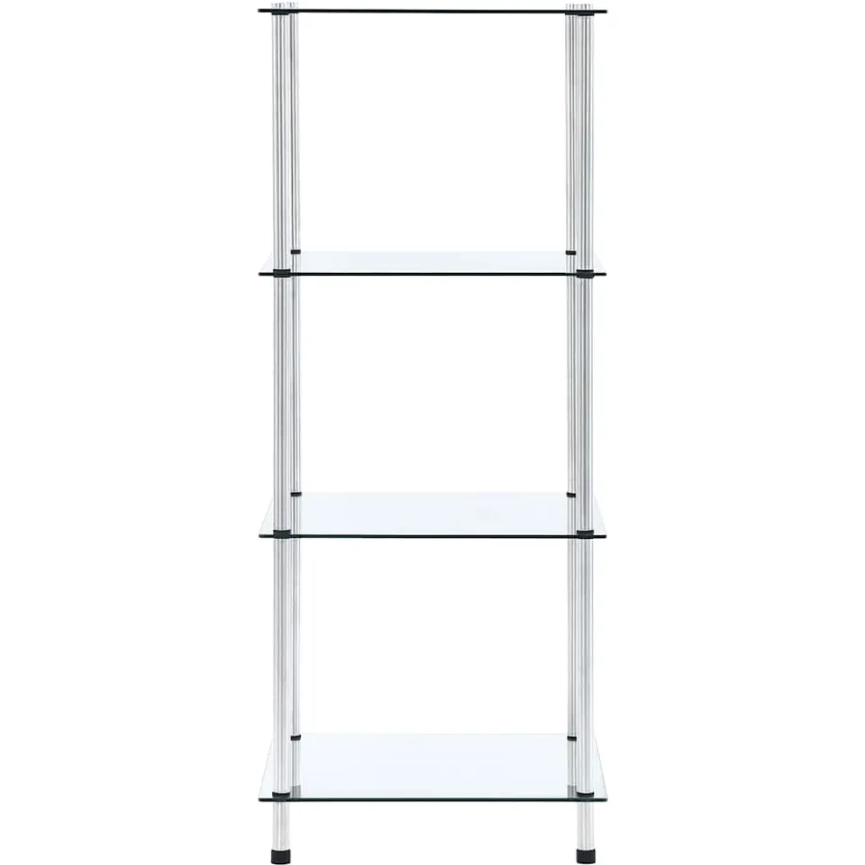 vidaXL Kastje 4-laags 40x40x100 cm gehard glas transparant Transparent