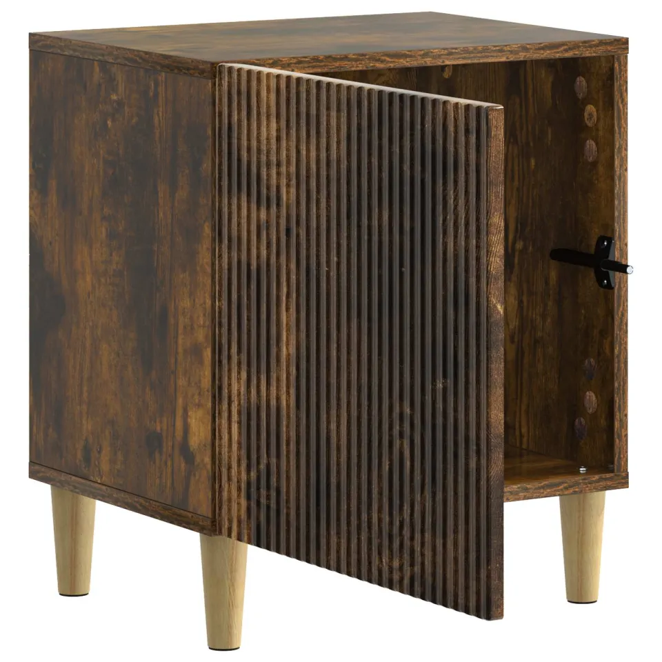vidaXL Nachtkastje Gerookt eiken 43 x 34,5 x 50 cm Bewerkt hout, foto 3