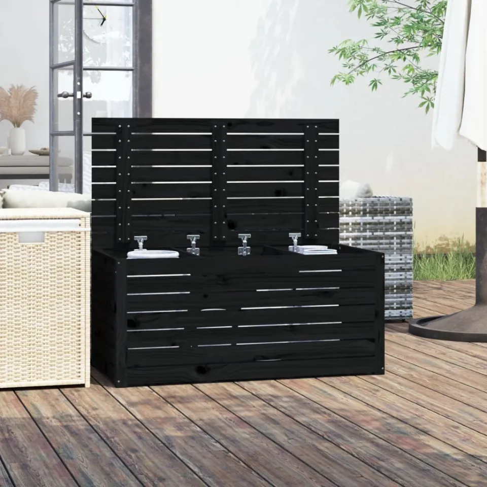 vidaXL Tuinbox 101x50,5x46,5 cm massief grenenhout zwart, foto 4