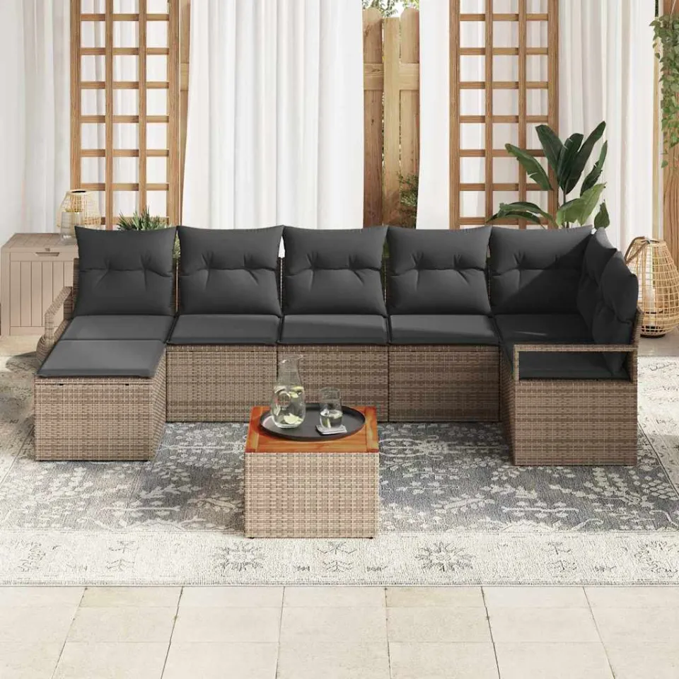 vidaXL Tuinbankenset 8 st Grijs poly rattan, foto 3