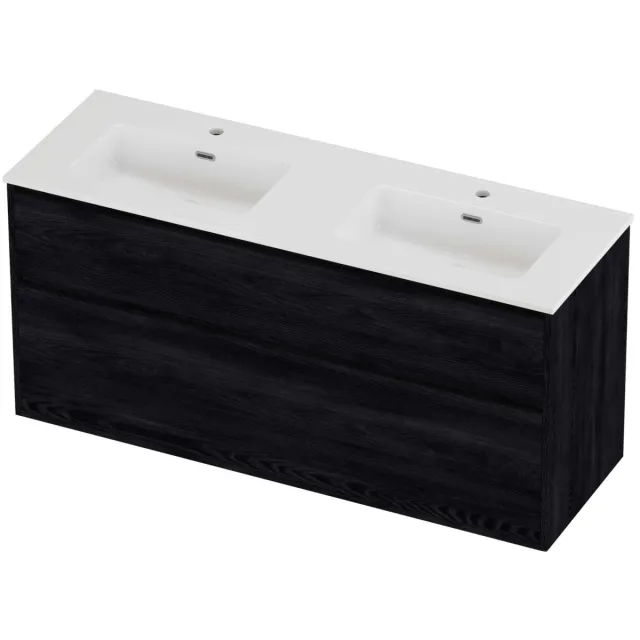 Proline Tribute Badmeubelset Porselein Elegant 2 Gaten 140x46x67 cm Glans Wit Black Oak