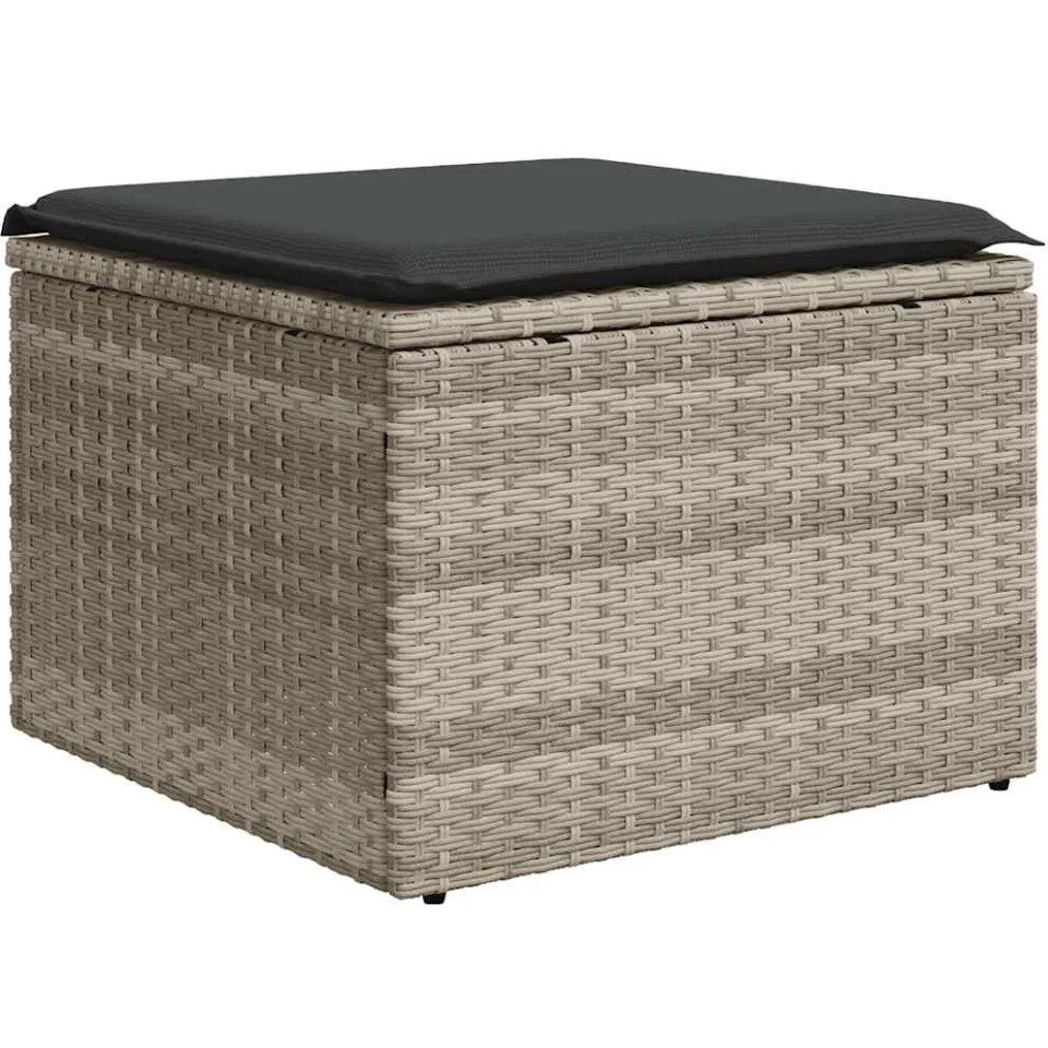 vidaXL 2-delige Loungeset met kussens poly rattan acacia lichtgrijs grijs, foto 4