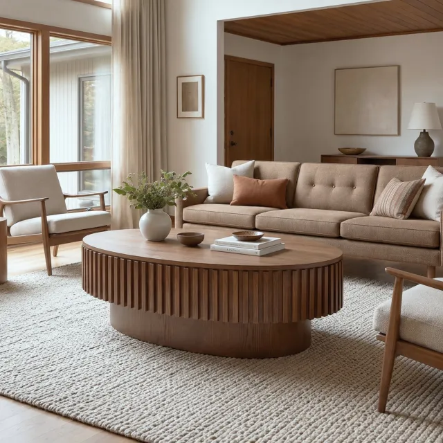 FloraGrace Salontafel - Ovale Met Verborgen Opbergruimte - Voor Woonkamer Slaapkamer Of Kantoor - MDF En Hout - 98x60x35 Cm - Walnoot