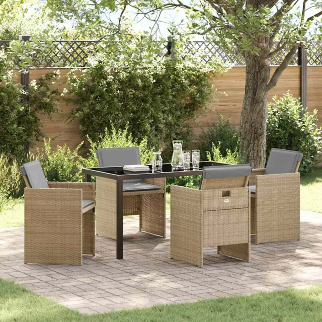 vidaXL Tuin eettafelset 5 st Beige poly rattan, foto 2