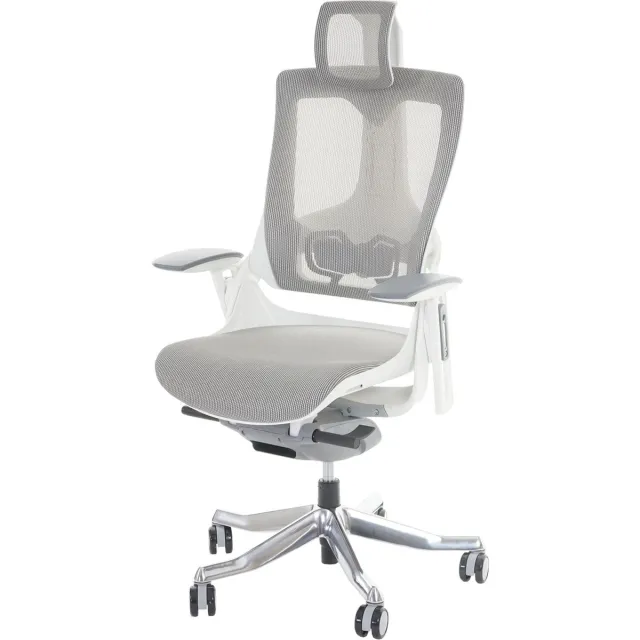 Cosmo Casa Ergonomische Bureaustoel - Rugleuning met Hoofdsteun- Ultiem Comfort - Wit/Grijs