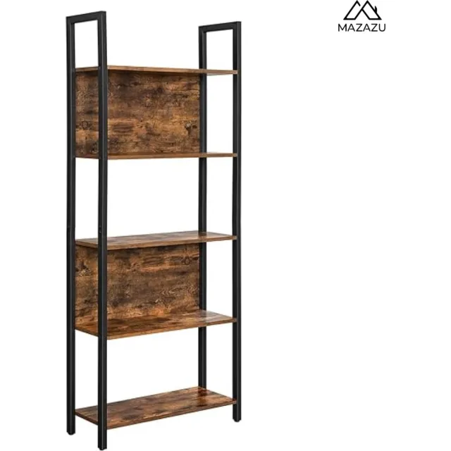 MAZAZU MIRA Home - Boekenplank - Vintage - Keukenplank - Hout/Metaal - Zwart/Bruin - 62x24x165