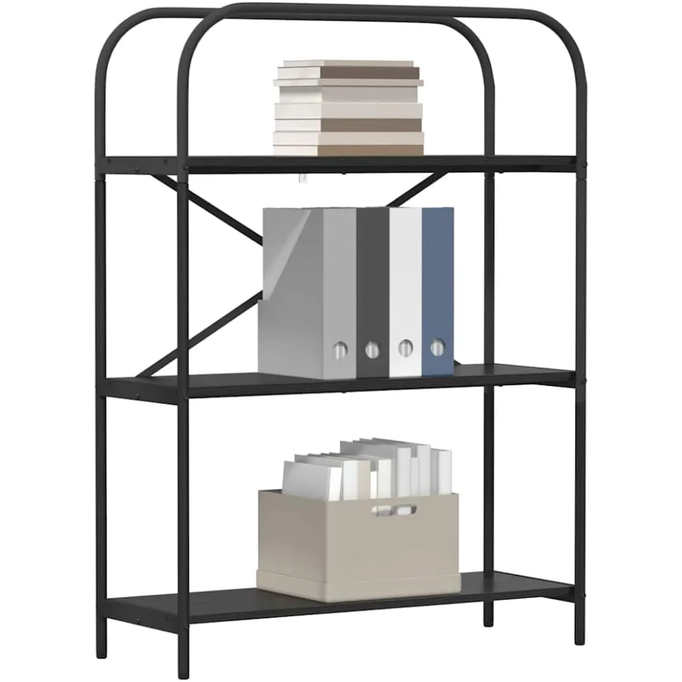 vidaXL Boekenkast 3-laags 80 x 30 x 109 cm Bewerkt hout Zwart Eiken, foto 4