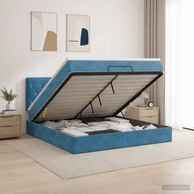 vidaXL Ottoman bed met matras Donkerblauw 140 x 190 cm Fluweel