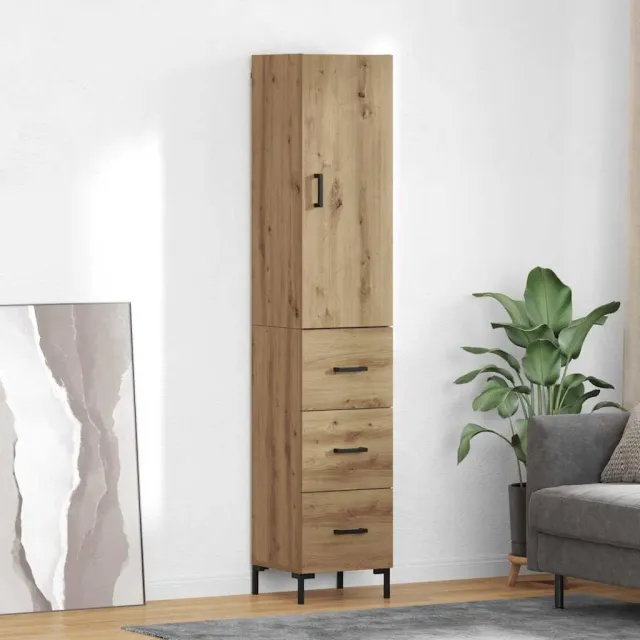 vidaXL Hoge kast Artisan Eiken 34,5 x 34 x 180 cm Bewerkt hout Bruin
