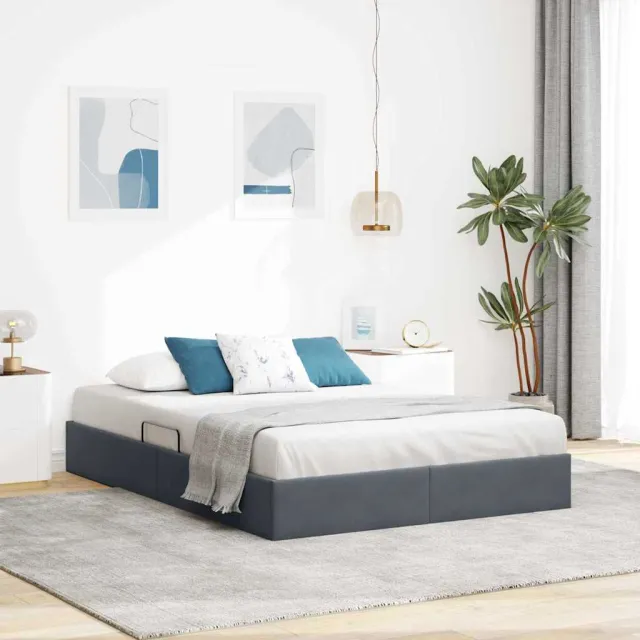 vidaXL Opslag bed Donkergrijs 137 x 190 cm fluweel