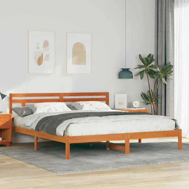 vidaXL Bedframe Bruin 200 x 200 cm Massief grenenhout