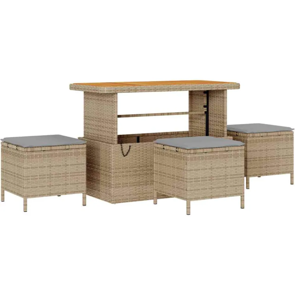 vidaXL Tuinbankenset 12 st Beige en Licht Grijs poly rattan, foto 4