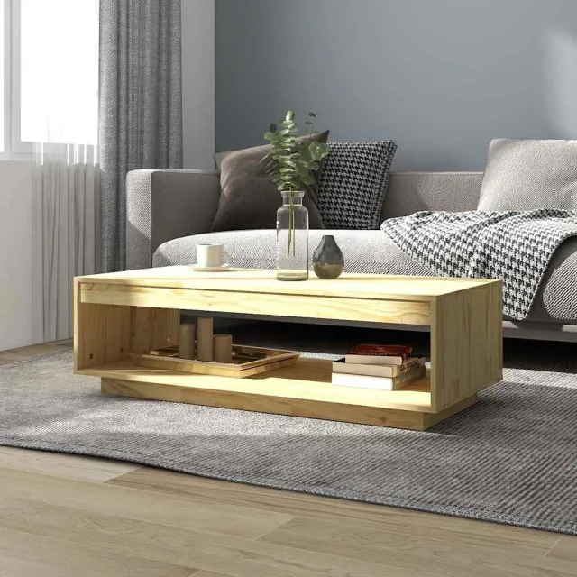 vidaXL Salontafel 110x50x33,5 cm massief grenenhout bruin, foto 2