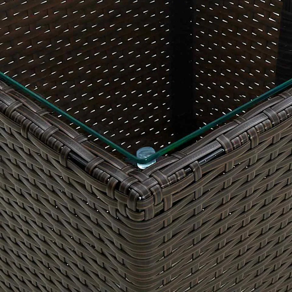 vidaXL Salontafel 41,5x41,5x44 cm poly rattan en gehard glas bruin, foto 3