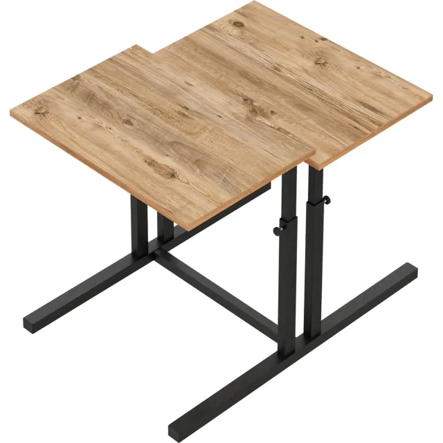 FurniChic , verstelbare moeder- en kind 2-delige tafelset, in hoogte verstelbare tafel, bijzettafel, speeltafel, bureau voor hem en haar, multifunctioneel-Pine , 80 x 60 x 43-73 cm (l x b x h) PINE(Atlantische Grenen)