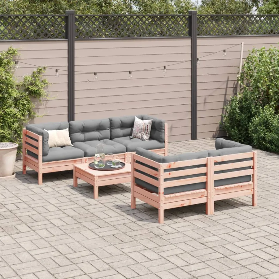 vidaXL 6-delige Loungeset met kussens massief douglas vurenhout bruin, foto 2