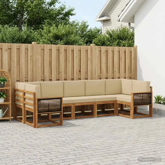 vidaXL Buiten bankenset 7 st 7-zits Natuurlijk en Beige