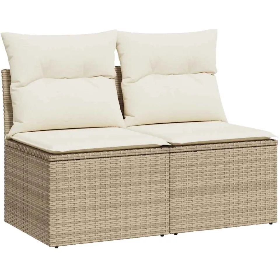 vidaXL 2-delige Loungeset met kussens poly rattan acacia beige
