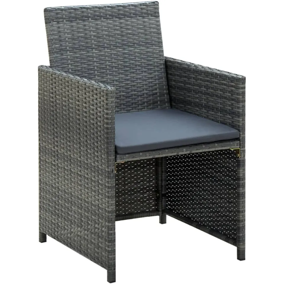 vidaXL 4-delige Loungeset met kussens poly rattan grijs, foto 4