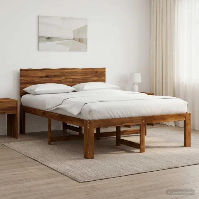 vidaXL Tweepersoonsbed met hoofdeinde ROSTOCK Naturel 120 x 200 cm Bruin