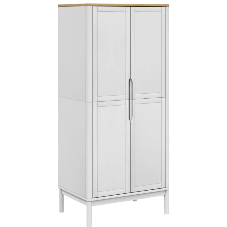 vidaXL Kledingkast FLORO 77x53x171 cm massief grenenhout wit