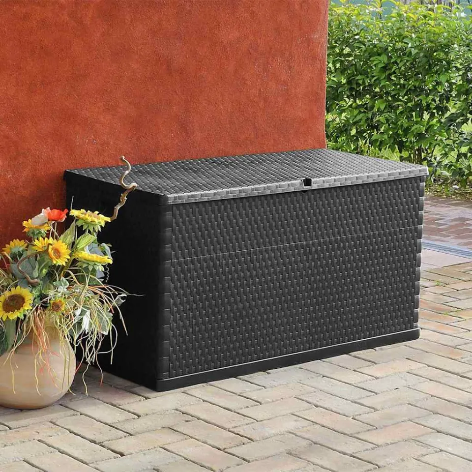 vidaXL Tuinbox 120x56x63 cm polypropeen rattan antracietkleurig, foto 2