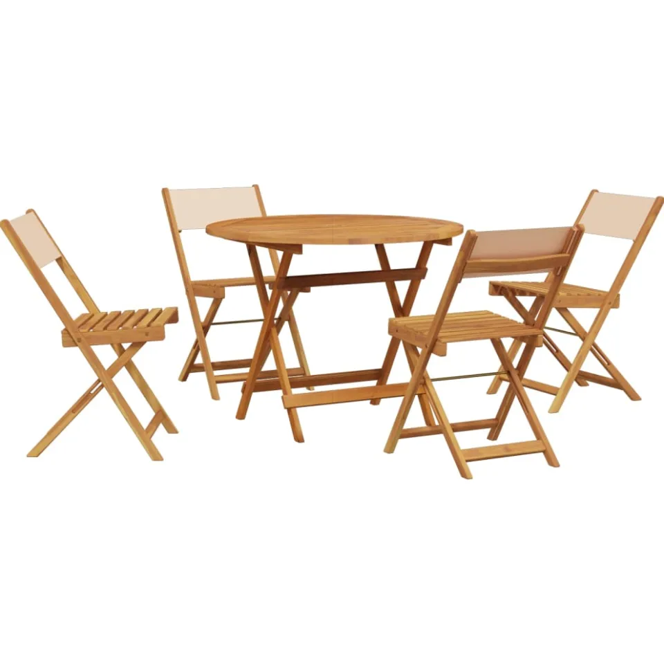 vidaXL 5-delige Tuinset massief hout en stof beige, foto 3