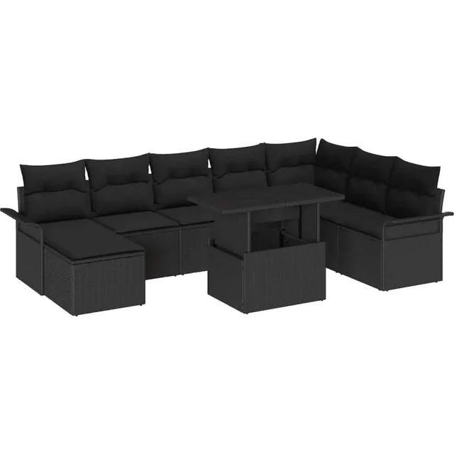 vidaXL Tuin Sofa Set 9 st Zwart