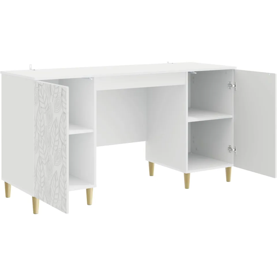 vidaXL Bureau Hoogglans Wit 142,5 x 50 x 75 cm Bewerkt hout
