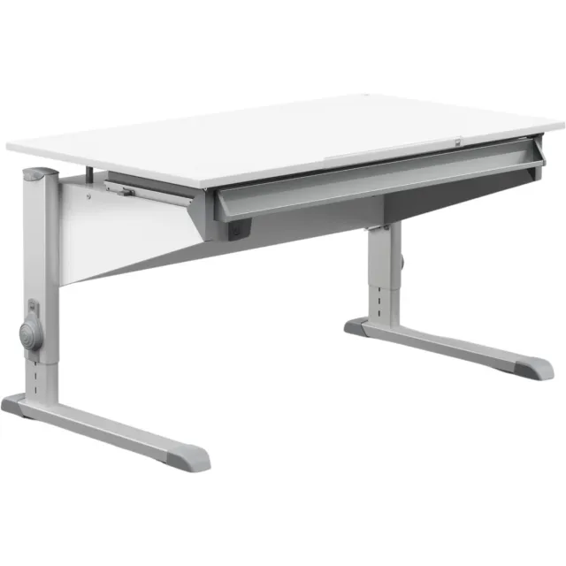Moll World Kinderbureau - Meegroeibureau - Leren en Spelen - In hoogte en hoek verstelbaar - 117x70 cm - Wit